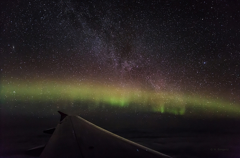 Polarlicht und Milchstraße am 05.03.2016 über dem Nordatlantik