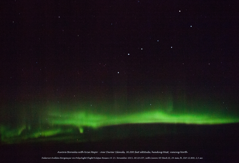 Polarlicht am 14.11.2015 über dem Nordatlantik